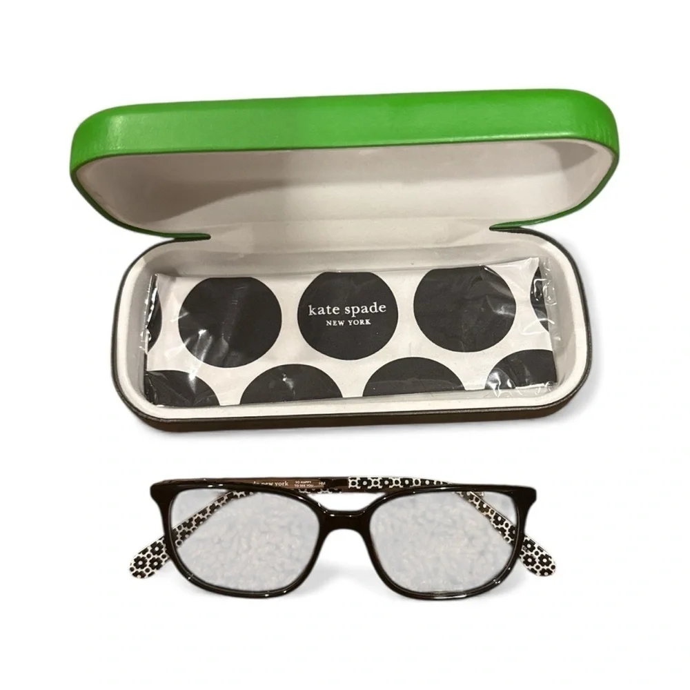 KATE SPADE Vibrant Green Glasses Case AND READING GLASSES nEW